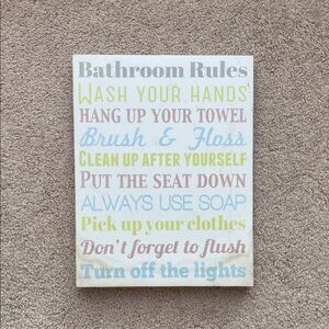Colorful Bathroom Rules Wall Art